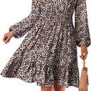 GRACE KARIN Spring Dresses for Women 2026,Casual Long Sleeve Mini Dress, Floral Wedding Guest Dress with Pockets (M)