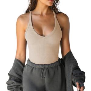 GTEUKTG Women's Spaghetti Strap Scoop Neck Tank Top Racerback Slim Fitted Ribbed Camisole Solid Basic Workout Crop Cami (XL)