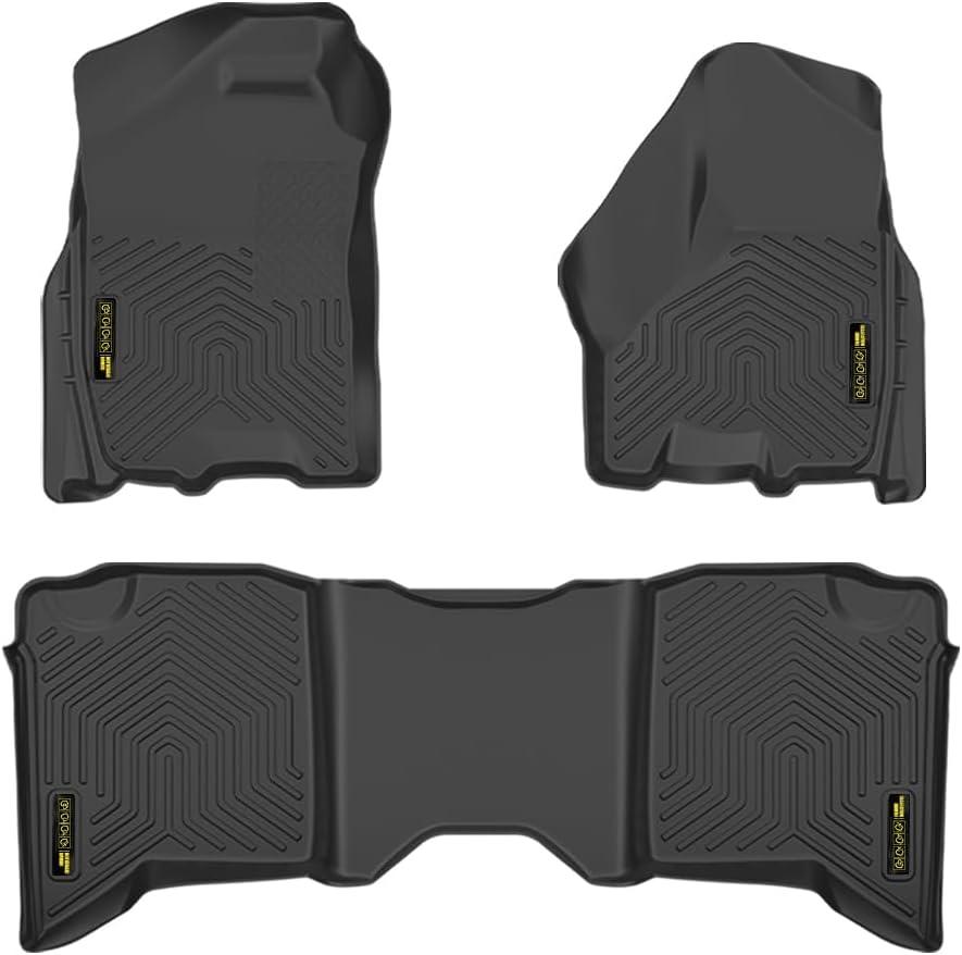 G-PLUS Floor Mats Compatible with Dodge Ram 2009-2018 Crew Cab Truck/Not Fit Quad Cab,TPE Custom Fit All Weather Full Cover Protection 1st & 2nd Row Floor Liners Truck Mats Accessories Black