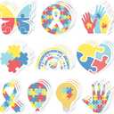 CJiangpo 30Pcs Autism Awareness Sticky Notes Pads, 600 Sheets Colorful Puzzle Pieces Self Stick Notepad Memo Pads Autism Inspirational Page Marker Gift for Women Men Kids Classroom Prizes Party Filler