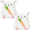 Bico Easter Bunny Hand-Painted Ceramic Appetizer Plates, Set of 2, 8 Inch, Microwave & Dishwasher Safe