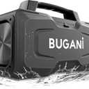 BUGANI Bluetooth Speaker, 80W Powerful Portable Wireless Speakers IPX7 Waterproof Speaker, Outdoor Loud Speakers with Handle 24H Playtime, Support Microphone AUX USB Suitable for Party, Pool, Black