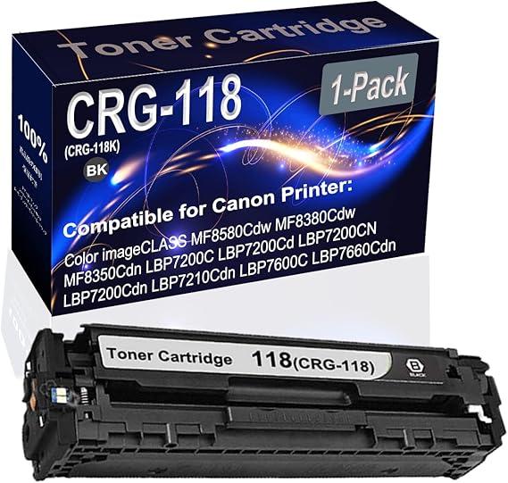 1-Pack (Black) Compatible MF8580Cdw MF8380Cdw MF8350Cdn LBP7200C LBP7200Cd Laser Toner Cartridge (High Capacity) Replacement for Canon CRG-118 (CRG-118K) Printer Toner Cartridge