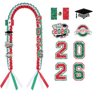 Mexican 2026 Graduation Leis Decorations with Pins, Class of 2026 Grad Embroidery Patches Party Supplies for High School College Graduation