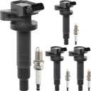 UF247 Ignition Coil Packs & Spark Plugs (Set of 4), Compatible with 2000-2008 Toyota Corolla/Matrix/MR2 Spyder/Celica, Chevrolet Prizm, Pontiac Vibe 1.8L L4, Replaces# UF247