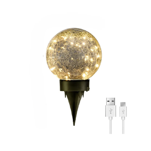 Deck Impressions 6" Crackle Globe LED Light, Rechargeable and Solar Operated Lights, Indoor or Outdoor Use