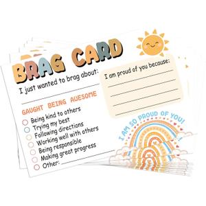 3 x Classroom Brag Cards for Teachers, 52 PCS Student Postcards, Teacher Mail Notes Incentives Cards for Parents, Positive Behavior Reward Cards, Elementary Preschool Kindergarten Classroom Supplies