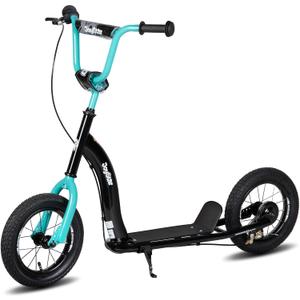 JOYSTAR Kick Scooter for Kids 5+ Teens & Youth, Lightweight Kids Scooter with Adjustable Handlebar, 2 Wheel Scooter for Boys & Girls, 12" Inflatable Wheels Rear Drum Brakes