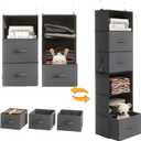Twira 6-Shelf Hanging Closet Organizer, 2 Separable 3-Shelf Hanging Shelves, Hanging Storage with 3 Removable Drawers 4 Side Pockets, Storage Organizer for Closet, Nursery (Dark Grey)