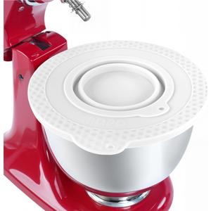 Silicone Mixer Bowl Cover Compatible with KitchenAid 4.5-5 Quart Tilt-Head Stand Mixer, Mixer Bowl Lid to Prevent Spilling of Ingredients (Fit for 5qt - White)