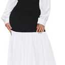 Ekaliy Women's Puff Long Sleeve Shirt Dress Elegant Button Down Loose Swing Party Maxi Dress, Size XL