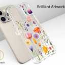 Compatible with iPhone 15 Pro Max Case Cute Clear for Women,Cool Transparent Silicone Phone Cases Cover - Pink Purple Herbal Flowers