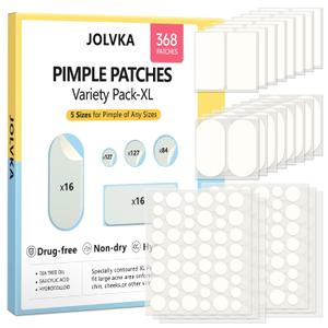 2 x Pimple Patches for Face, 368 Counts 5 Sizes Large Patches, Hydrocolloid Blemishes Patch, Spot Dots Cover for Body, Chin, Cheek Zits & Blemish & Breakouts