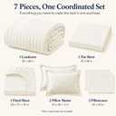 Full Size Comforter Sets, 7 Pieces Ivory Seersucker Bed in a Bag