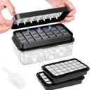 Ice Cube Tray with Lid and Bin, PHINOX 56 pcs Ice Trays for Freezer, Ice Cube Trays for Freezer with 2 trays, Container, Lid & Ice Scoop, BPA Free, Black