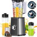 Blenders for Smoothies, Smoothie Blender, Personal Smoothies and Shakes Maker, with Coffee Grinder and 2 To-Go Cups, Countertop Blender for Kitchen, BPA Free (Silver)