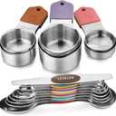 Magnetic Measuring Cups and Spoons Set Stainless Steel 7 Heavy Duty Measuring Cup & 8 Measuring Spoons with 1 Leveler for Measure Dry and Liquid Ingredients (color)