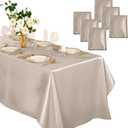 Horbaunal 6 Pack Taupe Satin Tablecloth 60 x 102 Inches Rectangle Satin Table Cover Bright Silk Table Cloth Smooth Table Decoration for Wedding Party Banquet
