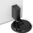 Windproof Door Stopper Indoor Heavy Duty Floor Door Stop Keep Door Open Mechanical No Drilling Door Stopper with Screws and 3M Adhesive, 1 Pack, Matt Black