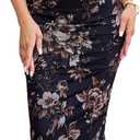 GLNEGE Women's Summer Floral Midi Wedding Guest Dress Spaghetti Strap Bodycon Party Dresses Lace Up Slit Casual Dresses (Medium, Black)