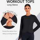 BMJL Womens Workout Tops Blue Long Sleeve Shirts Fall Yoga Hiking Tshirts Cute Crop Tops Gym Thumb Hole(XL,Blue) (Blue, XL)