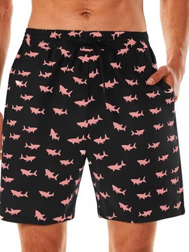 INCERUN Mens Swim Trunks 7 Inch 9 Inch Quick Dry Board Shorts Swimwear Bathing Suit Beach Swim Shorts with Pockets Black L