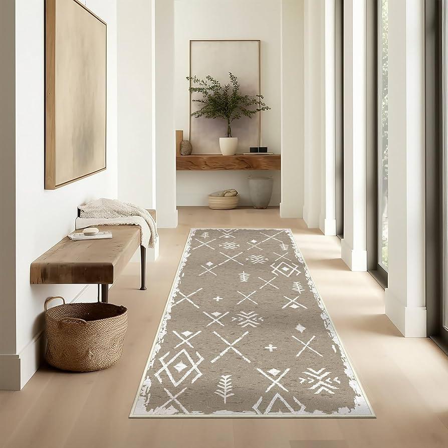 Ashler Abstract Rug, 2x6 Runner Rugs, Modern Abstract Area Rug for Living Room, Bedroom, Kitchen Dining Room, Office, Light Brown Home Decor, Non-Slip & Machine Washable Rugs, Carpet Decoration