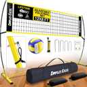 Dimples Excel 12x8 FT Professional Portable Volleyball Net Set with 4 Adjustable Height Levels (5.05–8 FT), Includes Volleyball, Pump, Carry Bag and Sandbags for Indoor/Outdoor Training