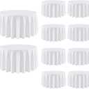 10 Pack White Round Tablecloth 90 Inch Round Table Cloth Wrinkle Resistant White Table Cloth Washable and Reusable Polyester Fabric Table Covers for Banquet Wedding Party Dining Buffet