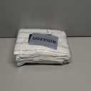 jinchan White Curtains Blue Striped Curtains 84 Inch Length for Living Room Bedroom Window Treatment Modern Linen Look Ticking Stripe Pinstripe Privacy Light Filtering Back Tab Rod Pocket 2 Panels