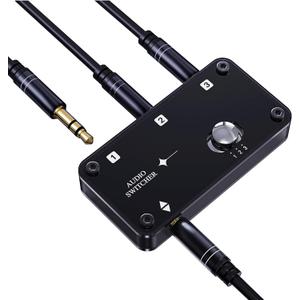 COOIDEA 3.5mm Stereo Audio Switcher Support 1 in 3 Out or 3 in 1 Out with 3.5mm Audio Cable, 3 Ports AUX Audio Speaker Selector for PC Phone Laptop Headphone