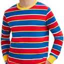 QPAXUCR Adult Men's Cosplay Costume Streetwear Collection Long Sleeve Striped T-Shirt for Halloween, XX-Large