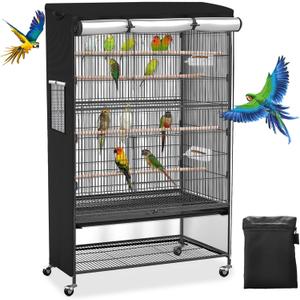 Roasivi Universal Large Birdcage Cover Black Out and Breathable Cages Cover for Parrots and Other Small Animals Durable Waterproofing Washable Material 36" L x 25" W x 48" H Black