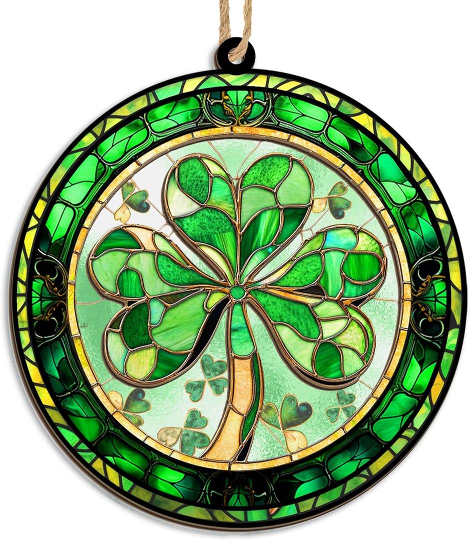 FLAGWIX Irish Gifts for Women, Men - Christmas Ornaments 2024, Good Luck, Spiritual Gifts for Women, Mom, Friends, St Patricks Day Shamrock Accessories - Christmas Decorations Suncatcher Ornaments