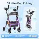 BlessReach Heavy Duty Upright Rollator Walker for Seniors with Seat, Purple