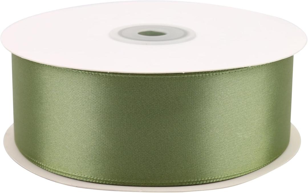1-1/2 inch Olive Green Polyester Ribbon 50 Yards for Wedding Invitations, Bridal Bouquets, Sewing, Party Decorations, Gift Wrapping and More