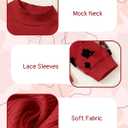 Kucnuzki Toddler Girl Clothes Cute Kids Clothes Long Sleeve Shirts Top Bell Bottom Denim Jeans Pants 2 Piece Matching Outfits (4-5T, Red)