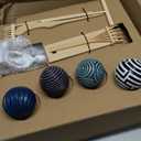 Zen Garden Kit for Desk - Premium Beautiful Japanese Mini Zen Sand Garden Box Gift Set for Home Decor, Office Desk with Large Round Bamboo Tray, White Sand, 4 Sand Spheres & Spheres Holder