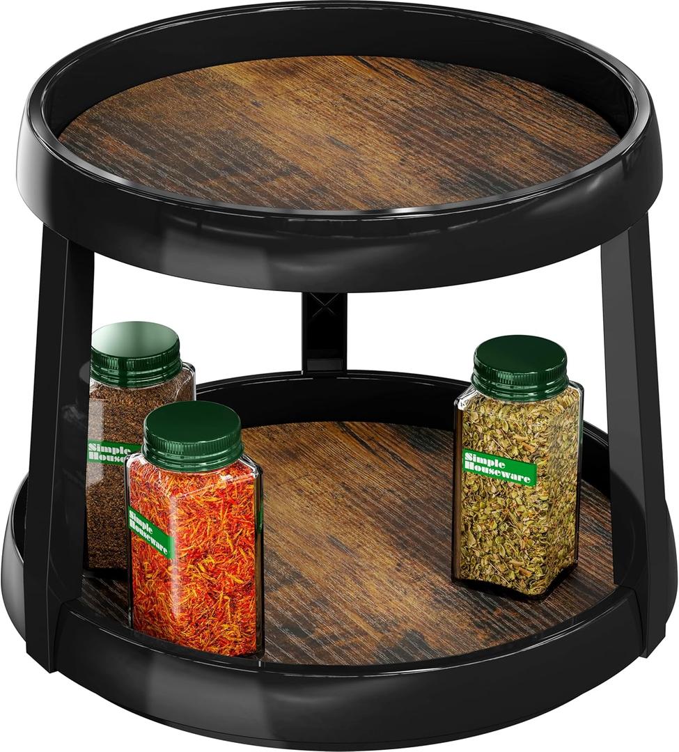 Simple Houseware 2-Tier Lazy Susan Spice Organizer, 10-Inch Diameter, Rustic Brown Simple Houseware 2-Tier Lazy Susan Spice Organizer, 10-Inch Diameter, Rustic Brown