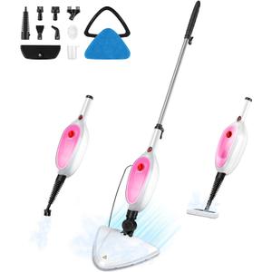 Steam Mop & Detachable Handheld Steamer 2-in-1 Design, 20s Fast Heat-Up, 16FT Power Cord, 10-in-1 Multi-Purpose Steam Cleaner for Hardwood Floors/Carpet/Tile/Grout/Window/Stove for Deep Home Cleaning