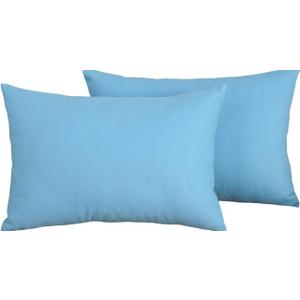 TangDepot Cotton Canvas Pillow Covers Set of 2, 12x18, Sky Blue | Color-matched zipper. Machine wash cold gentle, air dry. Swap covers to refresh any room. For sofa, bed, office, indoor.