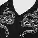 SHENHE Women's Y2k Halter Neck Snake Print Top Sleeveless Fitted Gothic Crop Cami Top Black X-Large