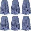 Commercial Heavy Duty Mop Heads Replacement: 6 Packs Industrial Wet Mop Head for Floor Cleaning - Commercial Products Looped End String Head Refills