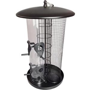 3 in 1 Bird Feeder – Seed, Suet & Nut Hanging Garden Feeder with Easy Fill Top, 3 Section Large Capacity Wildlife Feeder, Durable Outdoor Black