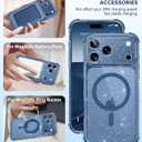 BERFY for iPhone 17 Pro Case for Women, Compatible with MagSafe, Clear Glitter Shockproof Protective Case, Anti-Yellowing, with Screen Protector & 3 Diamond Camera Lens Covers 6.3", Sparkle Blue
