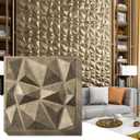 Art3d Textures 3D Wall Panels Antique Gold Diamond Design for Interior Wall Decor Pack of 12 Tiles 32 Sq Ft (PVC)