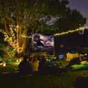 Projector Screen and Stand 150 inch Large Outdoor Projection Screen 16:9 HD 4K Portable Projection Movie Screen with Carry Bag Foldable Anti Crease Windproof Design for Home Theater Backyard Cinema