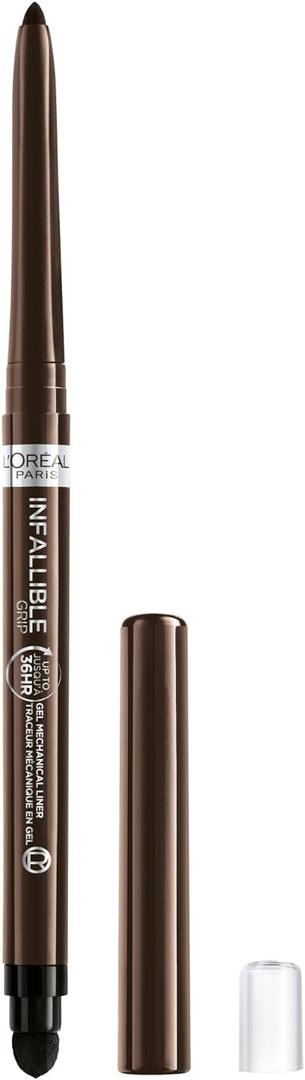 L'Oreal Paris Infallible Grip Mechanical Gel Eyeliner Pencil, Smudge-Resistant, Waterproof Eye Makeup with Up to 36HR Wear, Brown Denim, 0.01 Oz