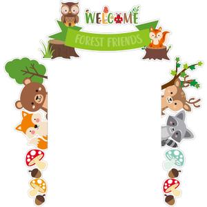 Gilprop Woodland Friends Classroom Door Decor Animals Themed Border Trim Bulletin Board Set Woodland Birthday Porch Sign for 2026 Vbs Classroom Decor Kids Preschool Kindergarten Teachers School Home