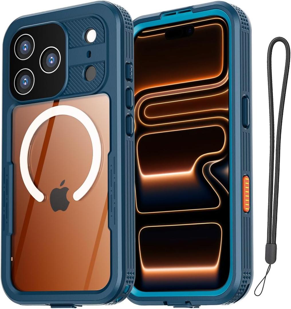 AICase Waterproof Case for iPhone 17 Pro Max+MagSafe Clear Water Proof Snowproof/Dustproof/Shockproof,IP68 Certified 360 Full Body Protection Fully Sealed Underwater for iPhone 17 Pro Max (Blue)